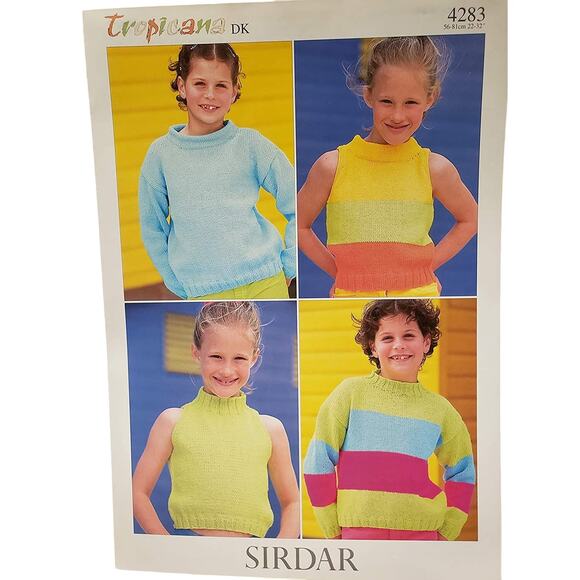 New Sirdar 4283 Tropicana DK Child Sleeveless Sweater Knitting Pattern - Picture 2 of 3